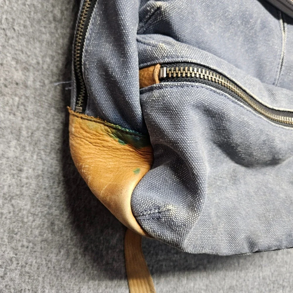 Timbuk2 Backpack Unisex Large Blue Canvas Leather Trim Distilled Collection